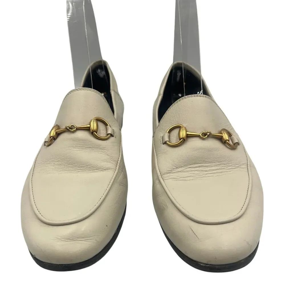 Gucci Loafers Brixton Horsebit Leather Collapsible Heel Mystic White 36.5 / 6.5